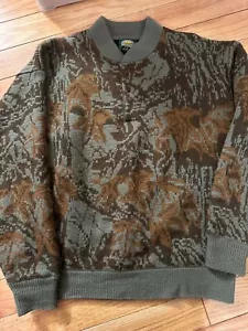 Cabela's Wool Windstopper Camo Sweater Realtree Men's L Henley Style Lined EUC - Picture 1 of 14
