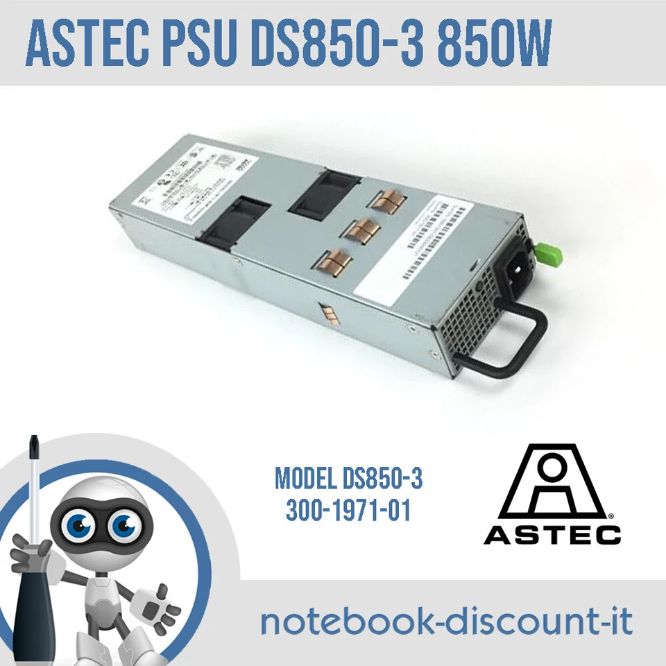 ASTEC Sun Microsystems 300-1971-01 Power Supply 850W PSU DS850-3 Server TESTED - Immagine 1 di 1