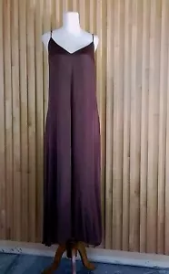Sheike Gorgeous Chocolate Satin Trapeze Dress 14 Pockets Natural Fibres As New - Picture 1 of 8