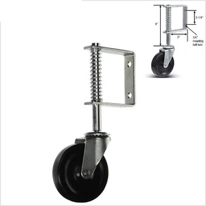 3" inch Gate Wheel Cast Zinc Plated 225LBS Swivel Spring Weight Bracket Schock - Picture 1 of 2