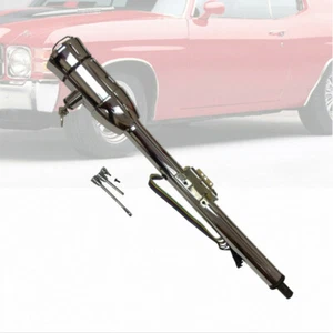28" Tilt Manual Steering Column With Key & 9 Bolts Adapter Chrome Universal GM - Bild 1 von 5