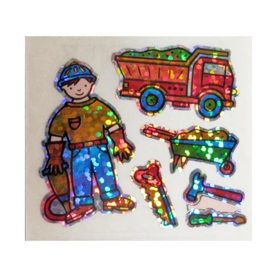 2000s Hambly Holographic Construction Worker Single Sticker Sheet 1.5" Tools - Image 1 of 3