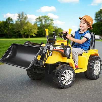 Rigo Kids Electric Ride On Car Bulldozer Digger Loader Remote 6V Yellow - image 1 of 4