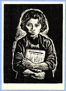 Mexican artist Mariana Yampolsky 1956 Russian postcard SAD GIRL WITH BOOK - Picture 1 of 2