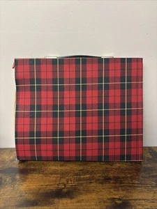 Rot Schottenkaro Vintage Picknick Camping Koffer Träger Edelstahl Besteck Set - Bild 1 von 6