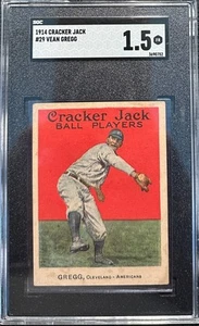 1914 Cracker Jack Baseball Card #29 VEAN GREGG Cleveland - Americans SGC 1.5 - Picture 1 of 2