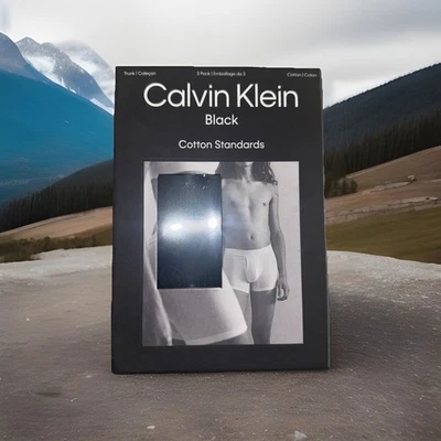 Baúl estándar de algodón negro para hombre Calvin Klein paquete de 3 NB3065-900, $78, pequeño Foto 1 de 2