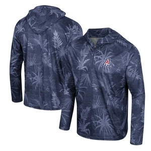 Men's Colosseum Navy Arizona Wildcats Palms Printed Lightweight Quarter-Zip - Picture 1 of 3