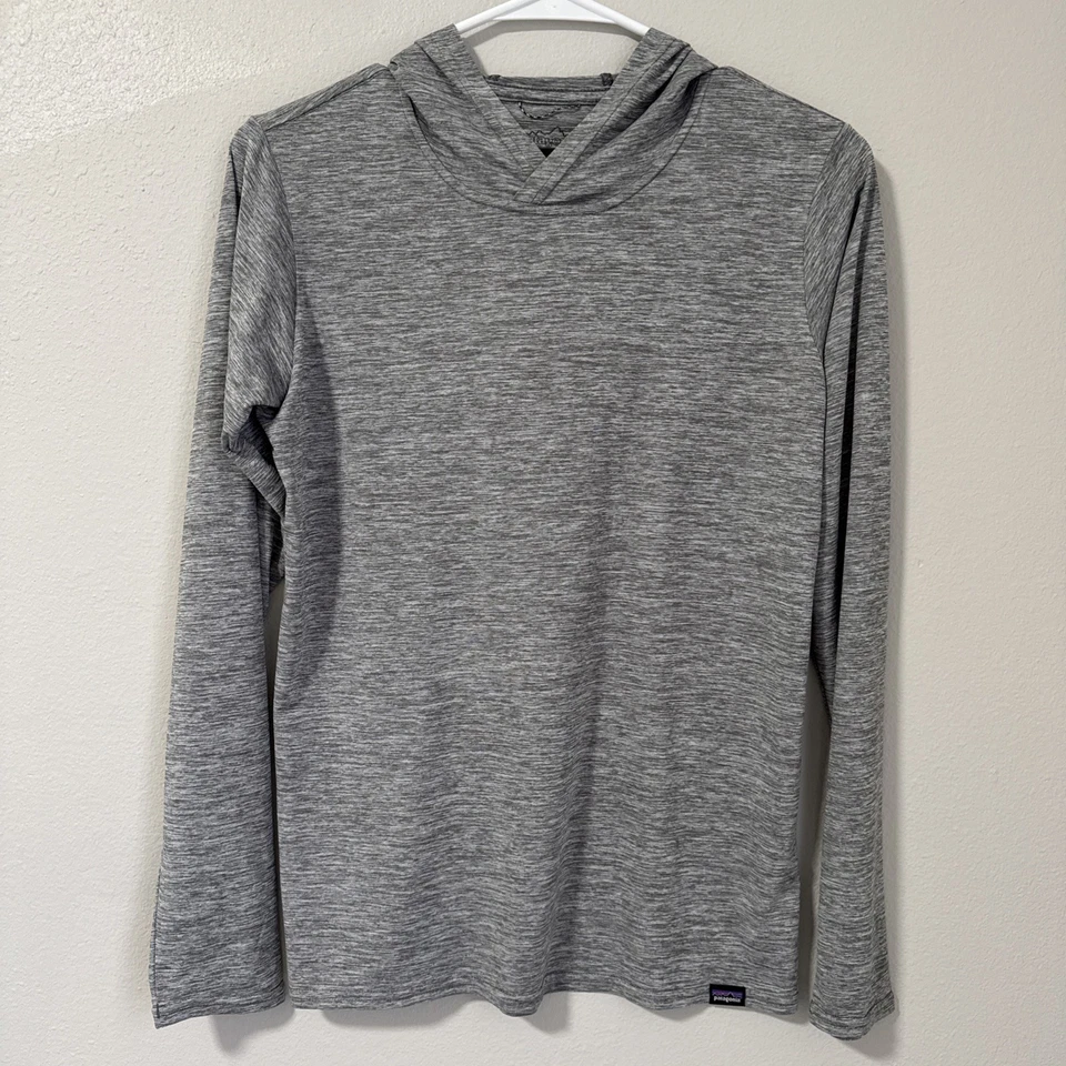 Moletom com capuz Patagonia feminino pequeno cinza capilene legal diário proteção UV - Imagem 1 de 4