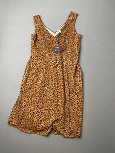 Ava & viv brown black v neck sleeveless small front slit animal print dress 1X - Picture 1 of 12