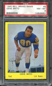 Anillo de Fama 1960 Bell Brand Los Angeles Rams #6 Gene Brito PSA 8 Commanders - Imagen 1 de 1