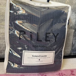 Riley Portugal Textured Coverlet Navy King - Picture 1 of 2