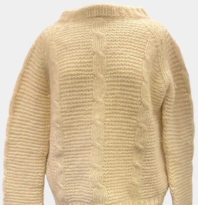 Handmade Greek Wool Fisherman Sweater – Cream Cable Knit – Chunky Warm Vintage - Image 1 of 4