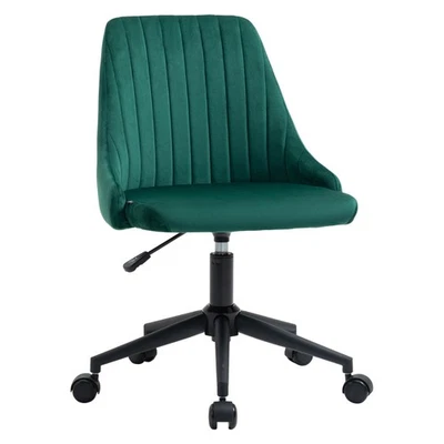 Mid Back Swivel Office Chair Velvet Scallop Shape Computer Desk Accent Chair - Image 1 of 4