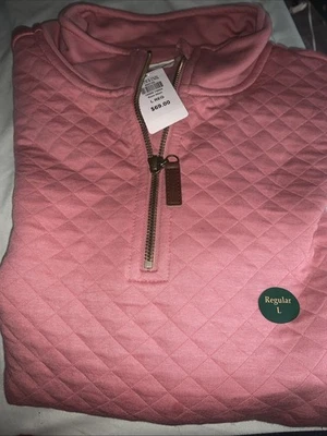 NWT LL Bean Quilted 1/4 Zip Sweatshirt  Size L Rosewash Pink - Image 1 of 4