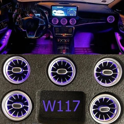 Juego de 5 piezas de luces ambientales LED de ventilación de aire de 12 colores para Mercedes-Benz W117 Clase CLA Foto 1 de 4