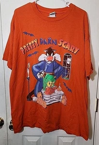 Vintage Pretty Darn Scary Looney Tunes Halloween Shirt Sylvester Tweety Bird XL - Picture 1 of 6