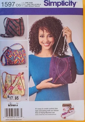 Simplicity 1597 Ghee's Lined Cotton Fabric Bags Pattern Purse Handbag UNCUT  - Image 1 of 4