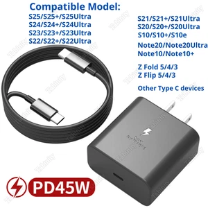 For Samsung Galaxy S25 24 23 22 21 20 45W Fast Charger Power Adapter USB C Cable - Picture 1 of 8