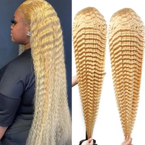 613 Lace Front Wig Human Hair 13X6 Transparent Lace Deep Wave 180 Density Fre... - Picture 1 of 9