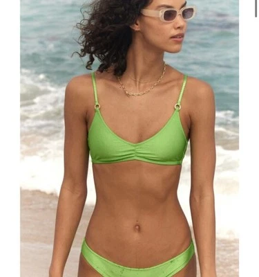 Top de biquíni Aerie Swim Beach bebê brilho costela voop XXL verde arlequim novo com etiquetas - Imagem 1 de 4
