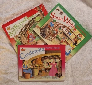 3 Vtg Pop-Up Classic Children’s Books~Snow White, Cinderella & Red Riding Hood - Picture 1 of 7
