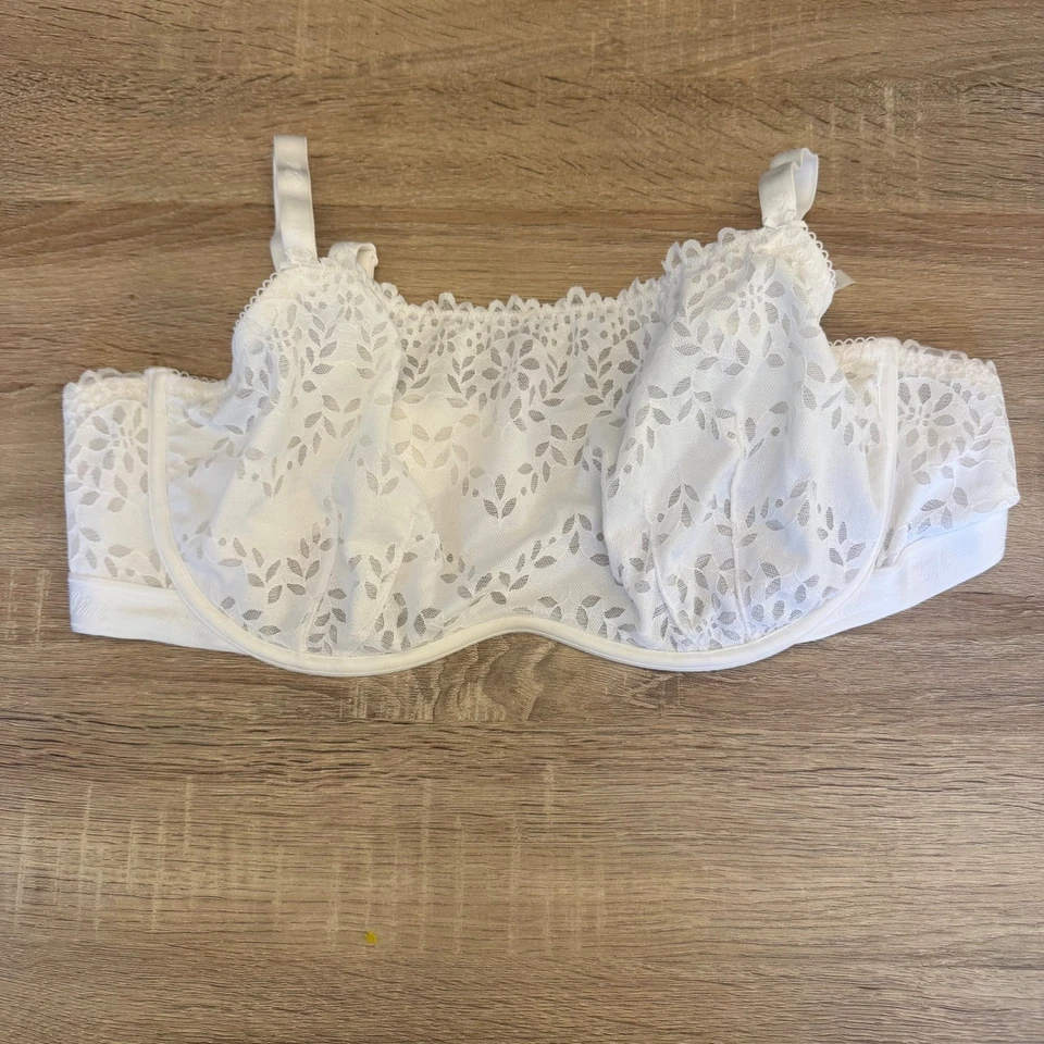 Sujetador ROSA Victoria's Secret Hoja Blanca Encaje Sin Forro Cobertura Completa XXL Foto 1 de 4