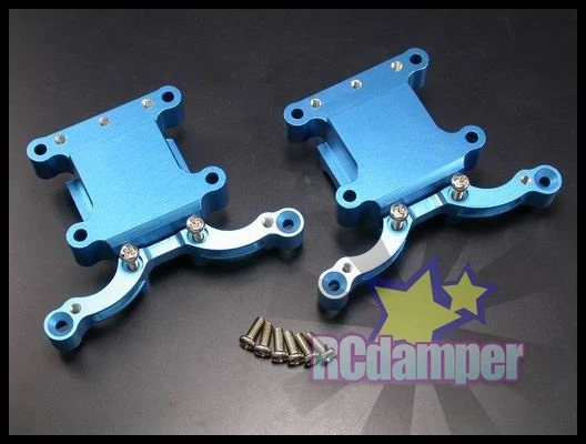 ALUMINUM GEAR BOX GEARBOX SHOCK MOUNT BLUE TAMIYA TT01D TT-01D FRONT & REAR - Image 1 of 1