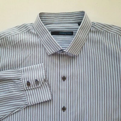 Zachary Prell Mens Striped Button Front Long Sleeve Cotton Shirt Size 2XL  - Image 1 of 4