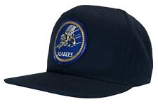 Navy Seabees Hat FLAT BRIM Snapback Ball Cap Dark Blue
