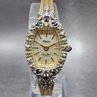 Relógio Lucien Piccard Dufonte Feminino 16mm Mostrador Champanhe Moldura de Safira Tom Dourado - Imagem 1 de 4