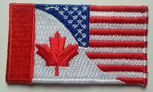 Canada United States Friendship Flag Patch Embroidered Iron On Applique USA - Picture 1 of 1