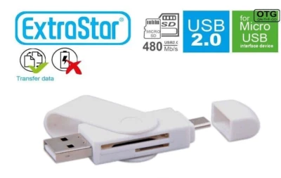MULTI CARD READER EXTRASTAR USB 2.0 MICRO SD SDHC SDXC RS MMC SDHCMMC TF ANDROID - Immagine 1 di 3