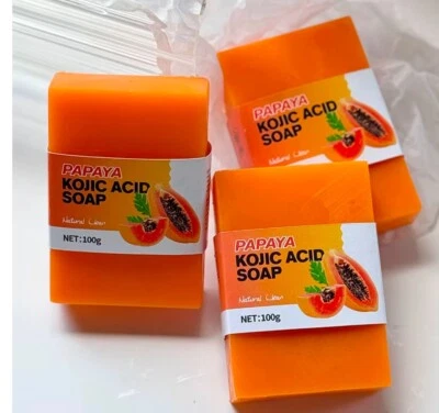 3-pk Papaya Kojic Acid Whitening Bar Soap Cleanser USA Stock - Image 1 of 3