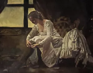 ORIGINAL WILLIAM OXER The Quiet Rose beautiful country life woman rural PAINTING - Picture 1 of 1