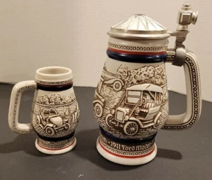 Beer Stein De Colección 1979 1982 Avon Automóvil Coches Antiguos, Ford Bugatti MG Stanley Stea - Imagen 1 de 12