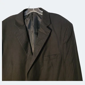 NWT Vinci Super 150's Suit Jacket Black Pinstripe Lined Men's 48R - Picture 1 of 6
