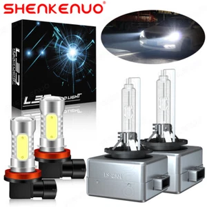 For Chevy Camaro 2014-2018 Xenon D3S HID Headlight + H11 LED Fog Light Bulbs 4x - Picture 1 of 16