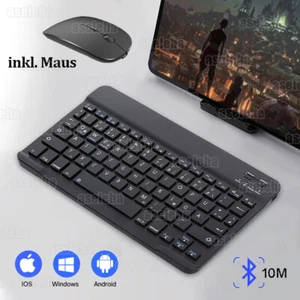 Tastatur Funk Maus Wireless Kabellos Keyboard Bluetooth Computer Layout Deutsch - Bild 1 von 15