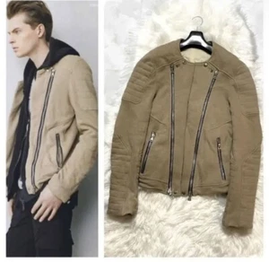 Genuine Magazine Model Balmain Homme Biker Sweat Riders Jacket S Beige - Picture 1 of 10