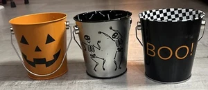 Target Halloween metal buckets set of 3 skeleton boo pumpkin, Party Favor - Picture 1 of 2