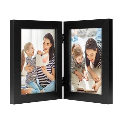 5x7 Double Hinged Picture Frame Two Photo Folding Frames Wedding Family Collage - Image 1 of 4