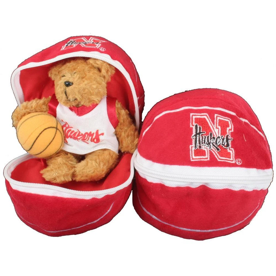 Urso de pelúcia Nebraska Cornhuskers em uma bola - Basquete - Imagem 1 de 1