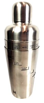 Cocktail Martini Shaker Vintage Stainless Steel Cocktail Recipes Engraved - Image 1 of 4