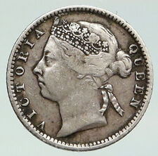 1901 STRAITS SETTLEMENTS UK Queen Victoria VINTAGE Antique 10 CENT Coin i92312