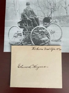 TARJETA FIRMADA POR ELWOOD HAYNES, INVENTOR, PIONERO DEL AUTOMÓVIL, METALÚRGICO, YMCA - Imagen 1 de 1