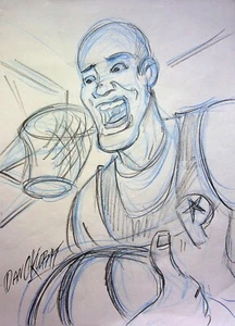 ProStars 1991 FIRMADO DAN KUBAT personaje dibujado a mano arte DIC NBA NFL NHL - Imagen 1 de 2