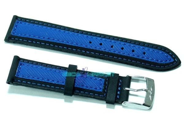 GECOMARKET Cinturino per orologio tessuto cordura imbottito 18mm nero blu tipo sector s18b