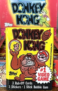 1982 TOPPS DONKEY KONG PACK 3 Rub-Off Cards 3 Stickers 1 Gum SUPER MARIO SEALED! - Picture 1 of 23