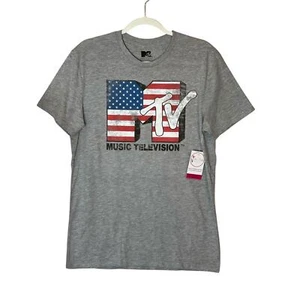 MTV Men’s Size M Tee Shirt Music Television Retro MTV T Shirt Gray Top NWT - Picture 1 of 9